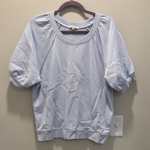 Z Supply Light Blue Puff Sleeve Sweatshirt